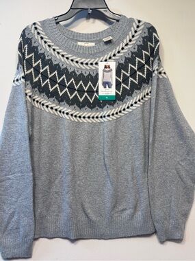 Weatherproof VintageTraditional fairisle raglan crewneck sweater Tweed yarn NWT